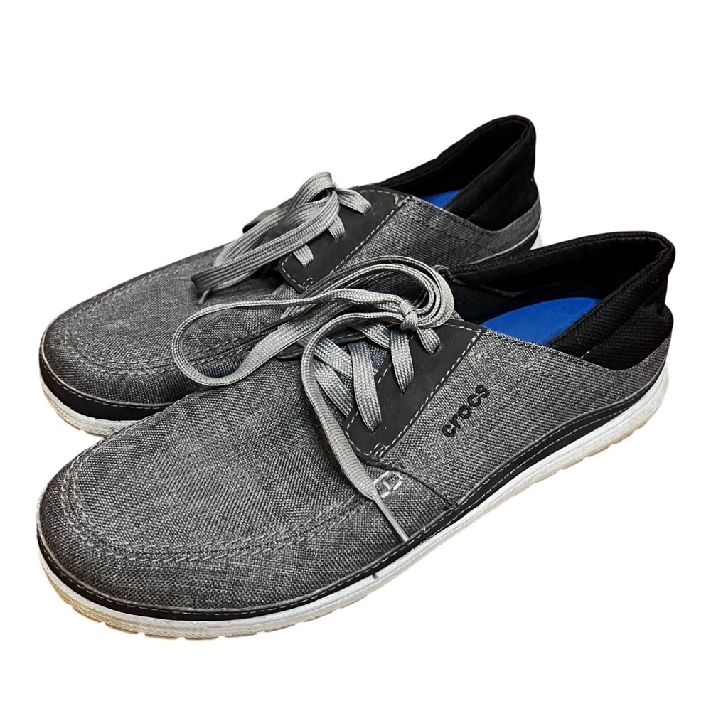 Crocs Santa Cruz Playa Lace Casual Shoe Grey Canvas Boat Shoes Dual Comfort M11